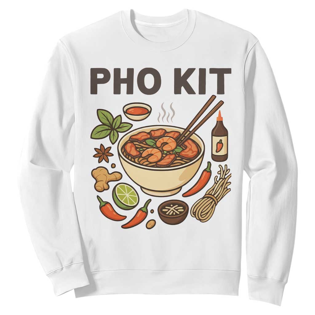 Funny Pho Kit Vietnamese Noodle Pun Sweatshirt Ramen Pho Lovers Hilarious Foodie Graphic TS02 White Print Your Wear