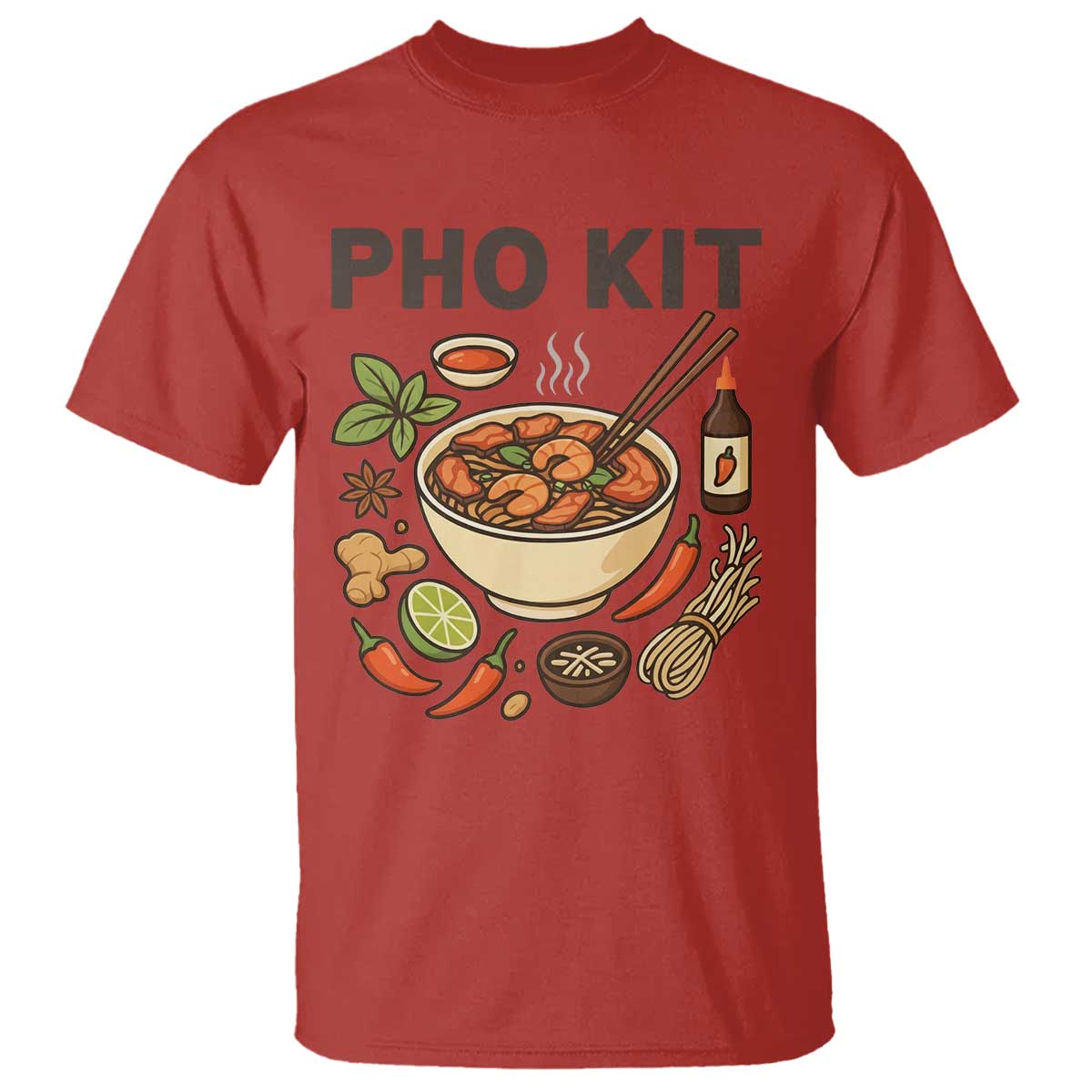 Funny Pho Kit Vietnamese Noodle Pun T Shirt Ramen Pho Lovers Hilarious Foodie Graphic TS02 Red Print Your Wear