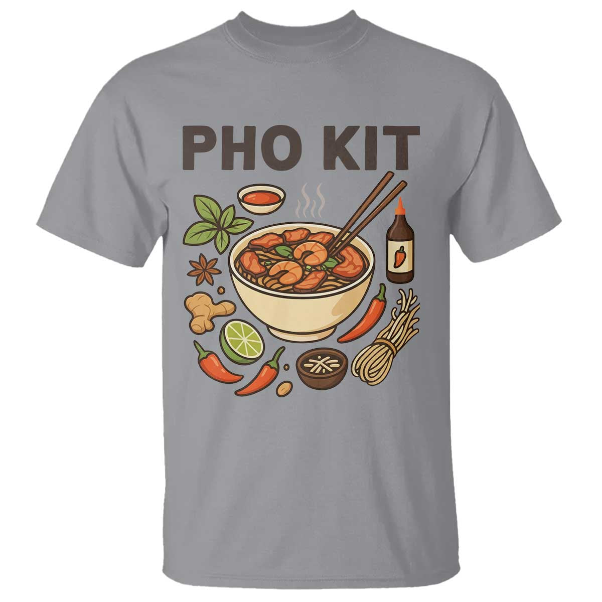 Funny Pho Kit Vietnamese Noodle Pun T Shirt Ramen Pho Lovers Hilarious Foodie Graphic TS02 Sport Gray Print Your Wear