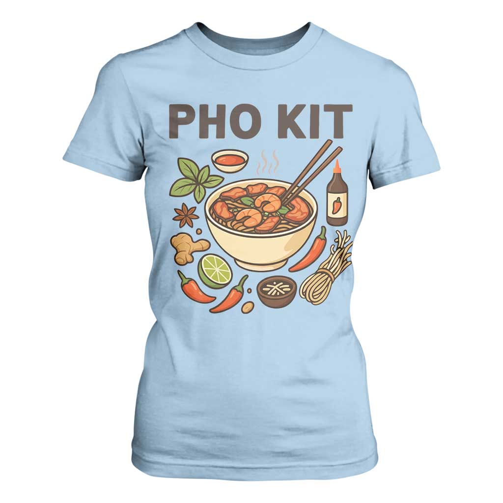 Funny Pho Kit Vietnamese Noodle Pun T Shirt For Women Ramen Pho Lovers Hilarious Foodie Graphic TS02 Light Blue Print Your Wear