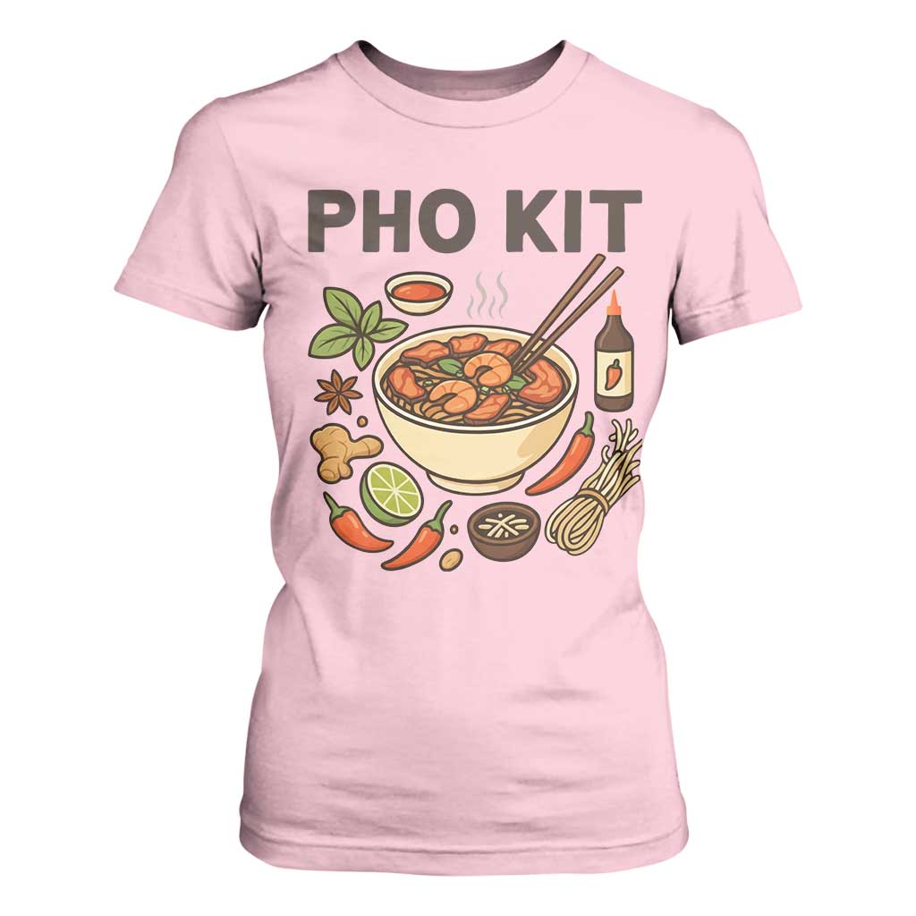 Funny Pho Kit Vietnamese Noodle Pun T Shirt For Women Ramen Pho Lovers Hilarious Foodie Graphic TS02 Light Pink Print Your Wear