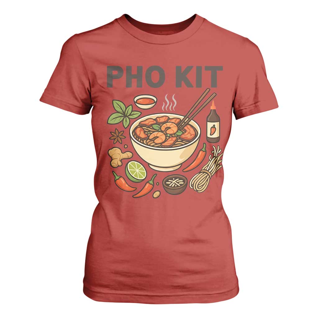 Funny Pho Kit Vietnamese Noodle Pun T Shirt For Women Ramen Pho Lovers Hilarious Foodie Graphic TS02 Red Print Your Wear