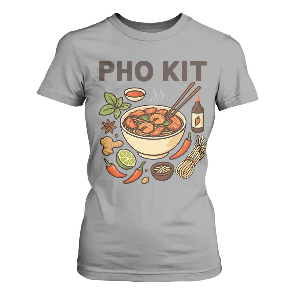 Funny Pho Kit Vietnamese Noodle Pun T Shirt For Women Ramen Pho Lovers Hilarious Foodie Graphic TS02 Sport Gray Print Your Wear