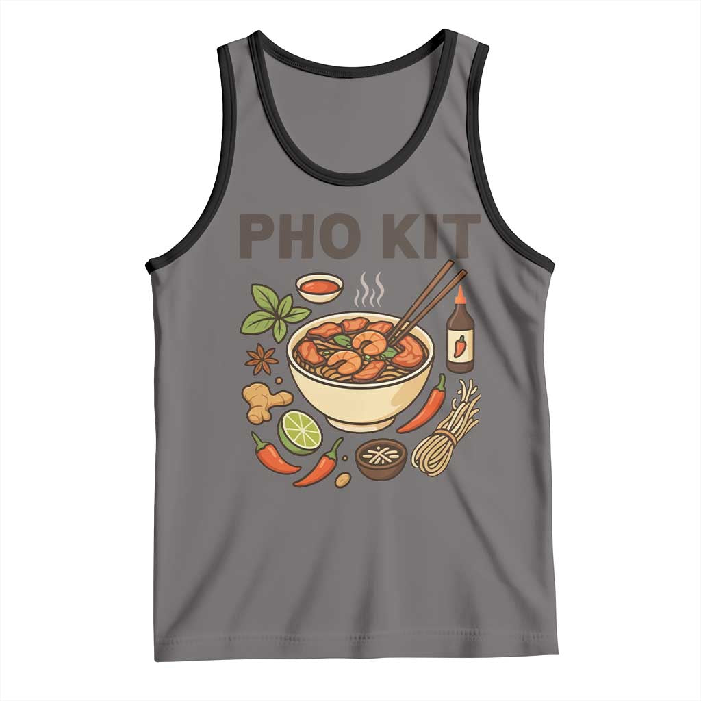 Funny Pho Kit Vietnamese Noodle Pun Tank Top Ramen Pho Lovers Hilarious Foodie Graphic TS02 Deep Heather Black Print Your Wear