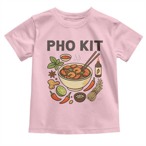 Funny Pho Kit Vietnamese Noodle Pun Toddler T Shirt Ramen Pho Lovers Hilarious Foodie Graphic TS02 Light Pink Print Your Wear