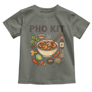 Funny Pho Kit Vietnamese Noodle Pun Toddler T Shirt Ramen Pho Lovers Hilarious Foodie Graphic TS02 Military Green Print Your Wear
