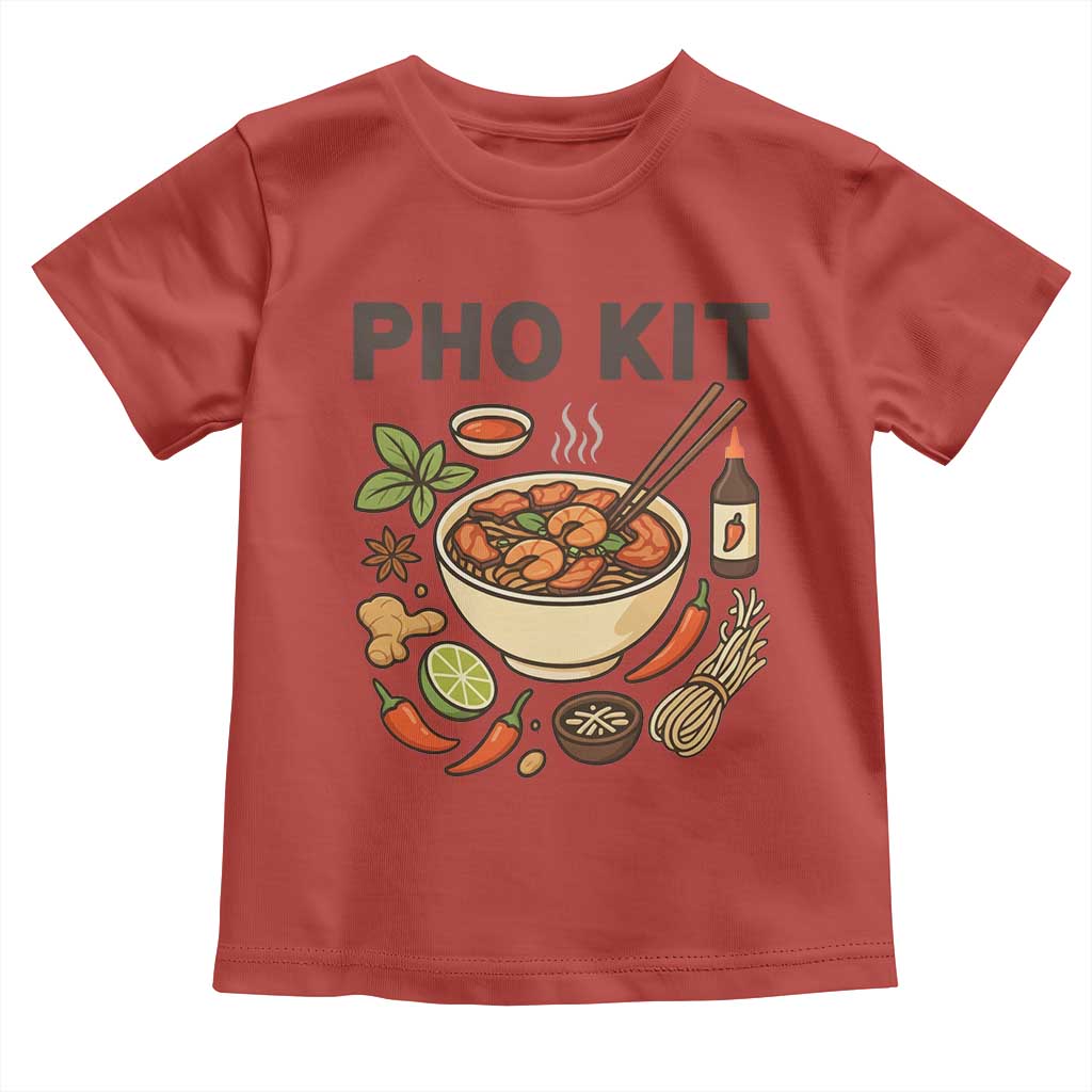 Funny Pho Kit Vietnamese Noodle Pun Toddler T Shirt Ramen Pho Lovers Hilarious Foodie Graphic TS02 Red Print Your Wear