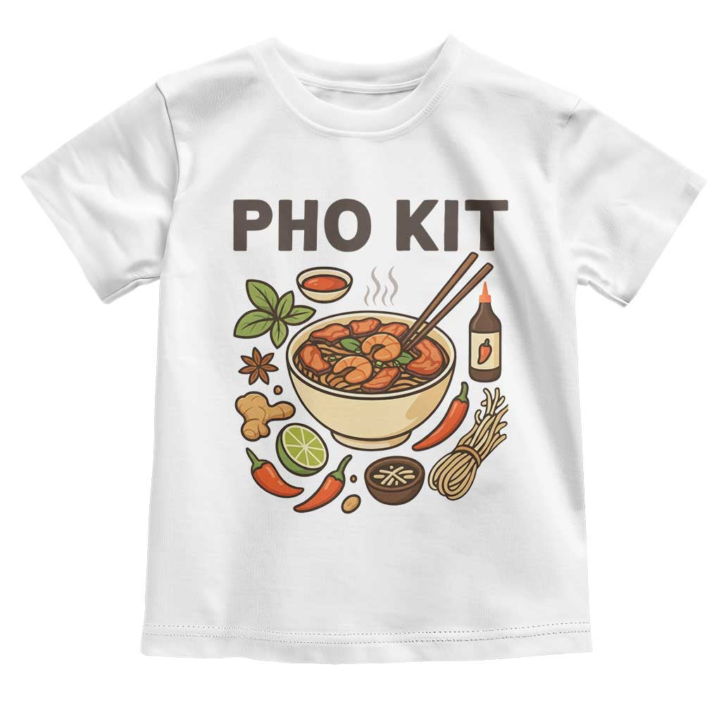 Funny Pho Kit Vietnamese Noodle Pun Toddler T Shirt Ramen Pho Lovers Hilarious Foodie Graphic TS02 White Print Your Wear