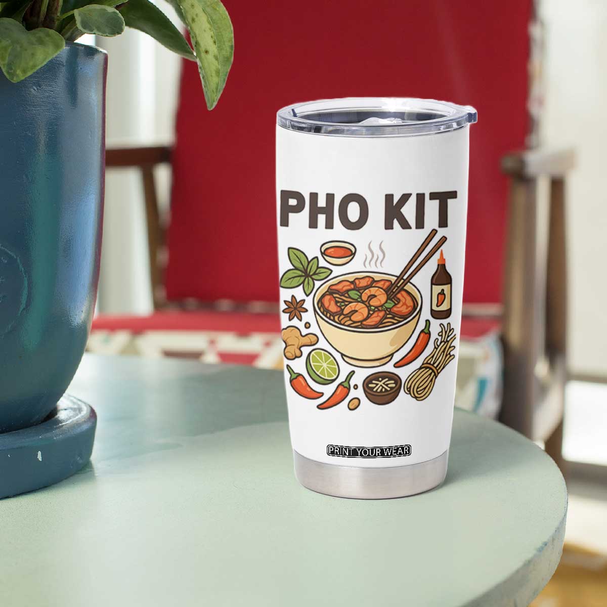 Funny Pho Kit Vietnamese Noodle Pun Tumbler Cup Ramen Pho Lovers Hilarious Foodie Graphic TS02 Print Your Wear