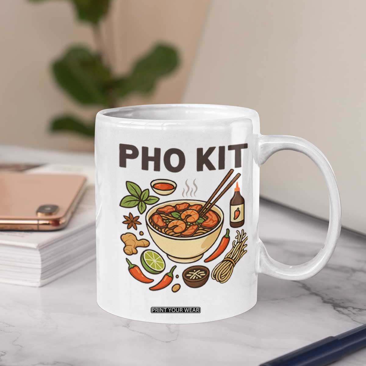 Funny Pho Kit Vietnamese Noodle Pun Coffee Mug Ramen Pho Lovers Hilarious Foodie Graphic TS02 Print Your Wear