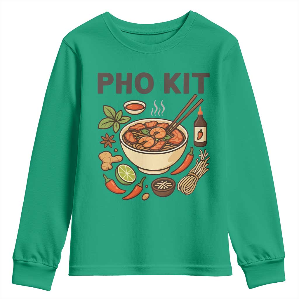 Funny Pho Kit Vietnamese Noodle Pun Youth Sweatshirt Ramen Pho Lovers Hilarious Foodie Graphic TS02 Irish Green Print Your Wear