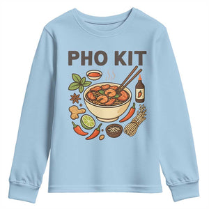 Funny Pho Kit Vietnamese Noodle Pun Youth Sweatshirt Ramen Pho Lovers Hilarious Foodie Graphic TS02 Light Blue Print Your Wear