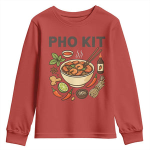Funny Pho Kit Vietnamese Noodle Pun Youth Sweatshirt Ramen Pho Lovers Hilarious Foodie Graphic TS02 Red Print Your Wear