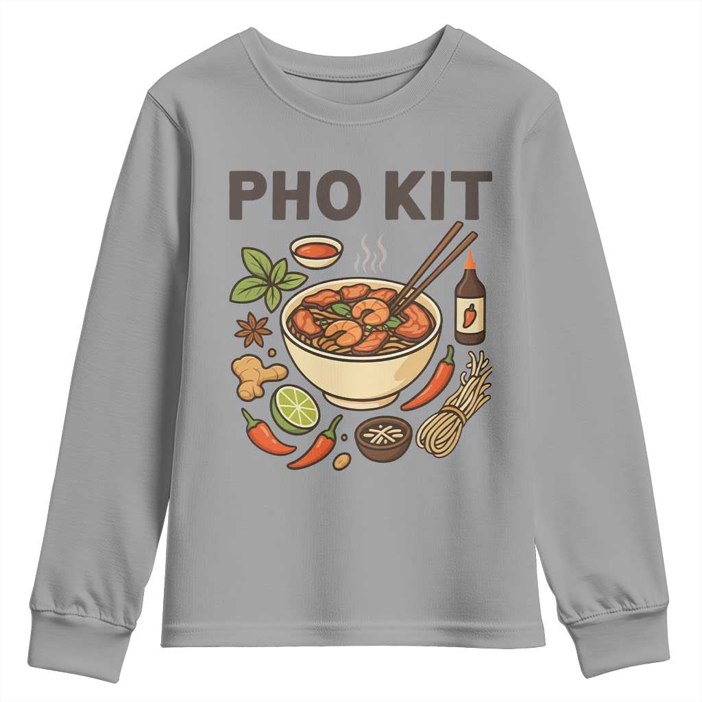 Funny Pho Kit Vietnamese Noodle Pun Youth Sweatshirt Ramen Pho Lovers Hilarious Foodie Graphic TS02 Sport Gray Print Your Wear