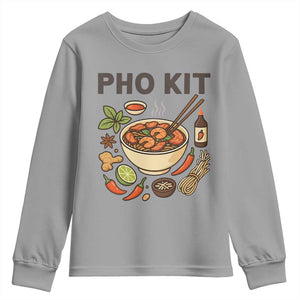 Funny Pho Kit Vietnamese Noodle Pun Youth Sweatshirt Ramen Pho Lovers Hilarious Foodie Graphic TS02 Sport Gray Print Your Wear