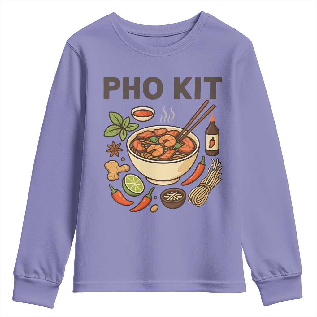 Funny Pho Kit Vietnamese Noodle Pun Youth Sweatshirt Ramen Pho Lovers Hilarious Foodie Graphic TS02 Violet Print Your Wear
