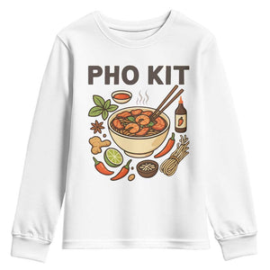 Funny Pho Kit Vietnamese Noodle Pun Youth Sweatshirt Ramen Pho Lovers Hilarious Foodie Graphic TS02 White Print Your Wear