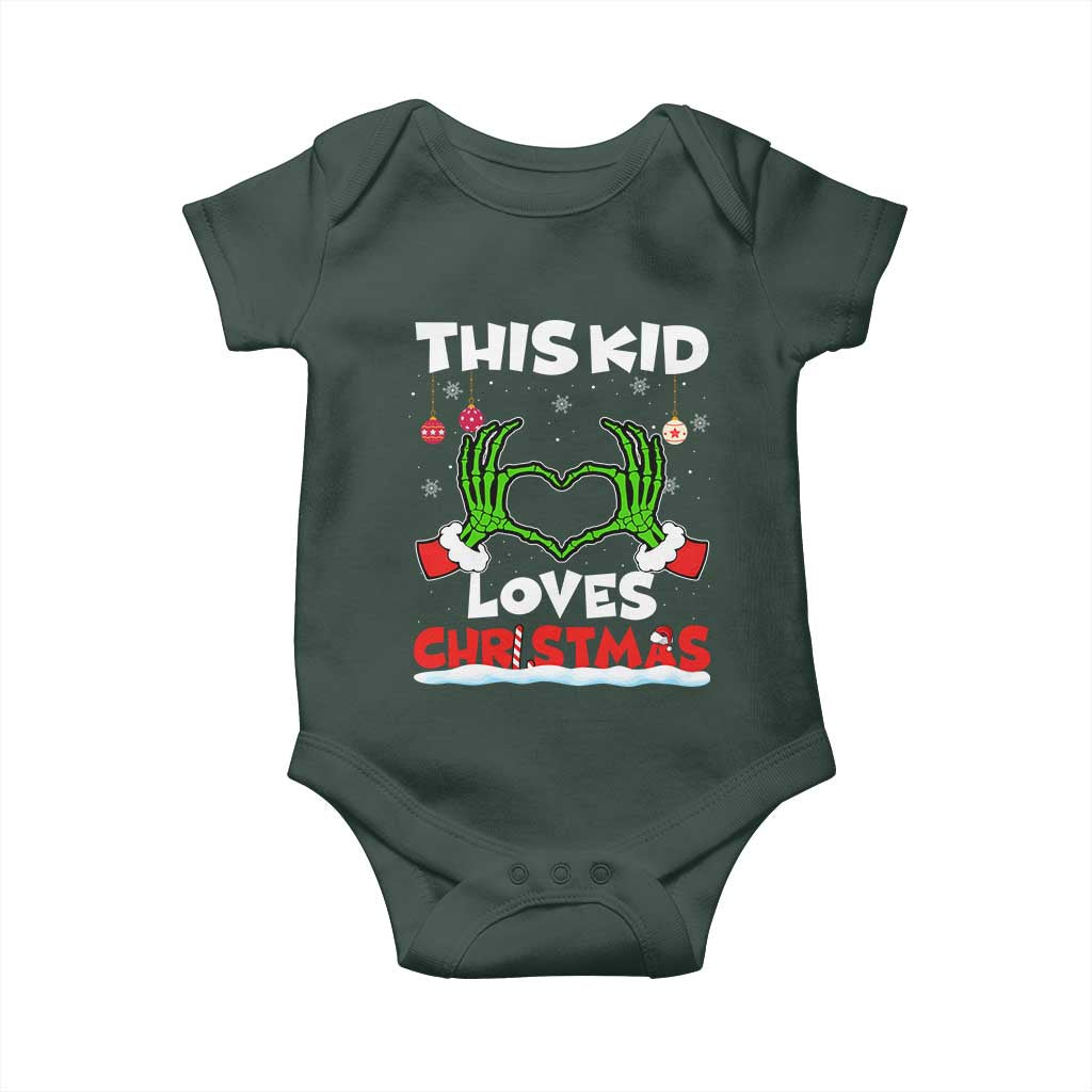 Funny Christmas Baby Onesie This Kid Loves Xmas Skeleton Heart TS02 Print Your Wear