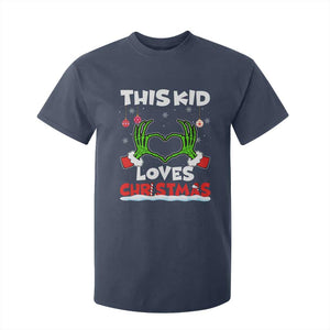 Funny Christmas T Shirt For Kid This Kid Loves Xmas Skeleton Heart TS02 Navy Print Your Wear