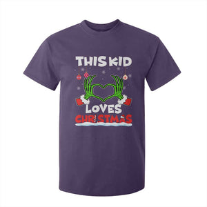 Funny Christmas T Shirt For Kid This Kid Loves Xmas Skeleton Heart TS02 Purple Print Your Wear