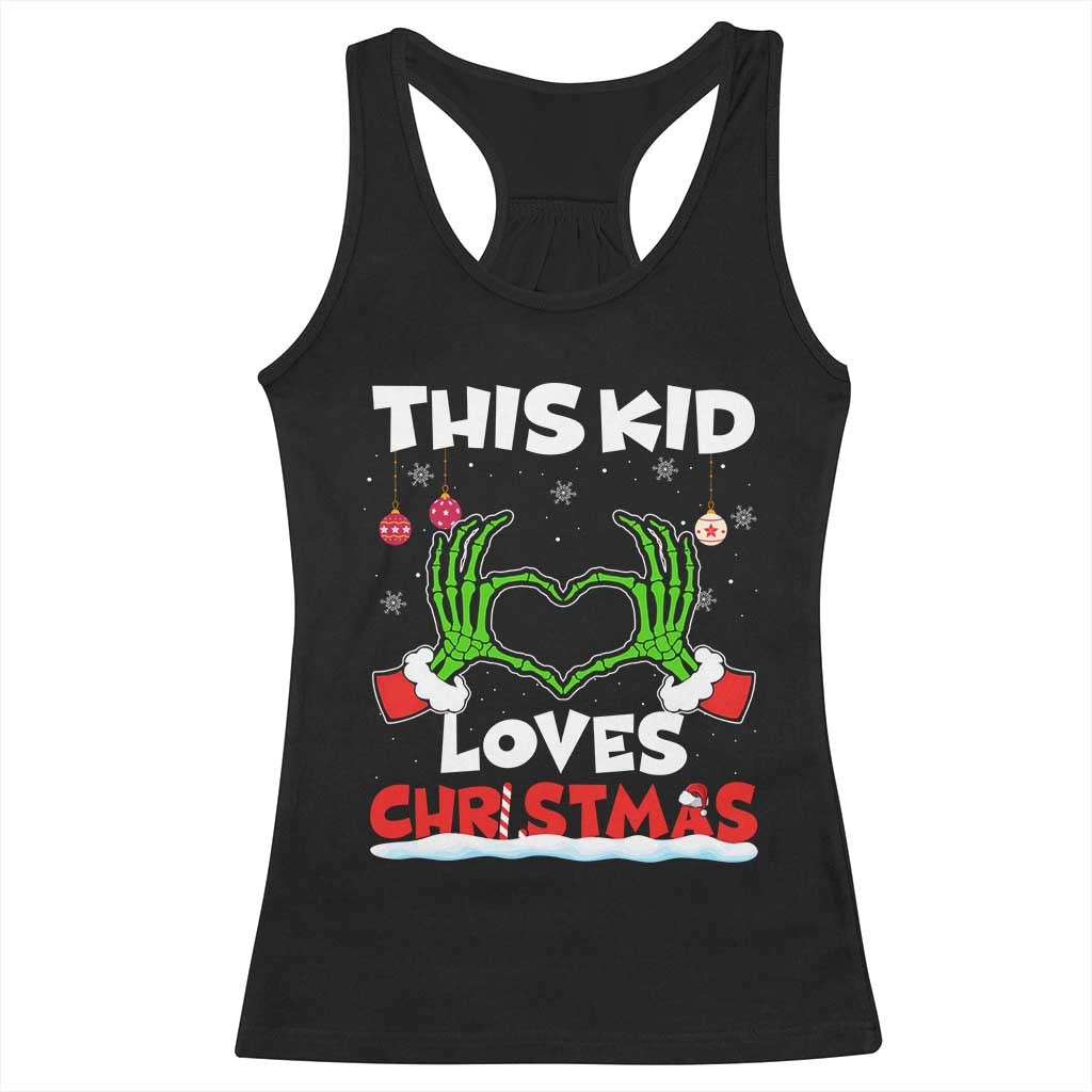 Funny Christmas Racerback Tank Top This Kid Loves Xmas Skeleton Heart TS02 Black Print Your Wear