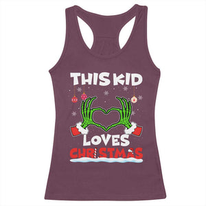 Funny Christmas Racerback Tank Top This Kid Loves Xmas Skeleton Heart TS02 Maroon Print Your Wear