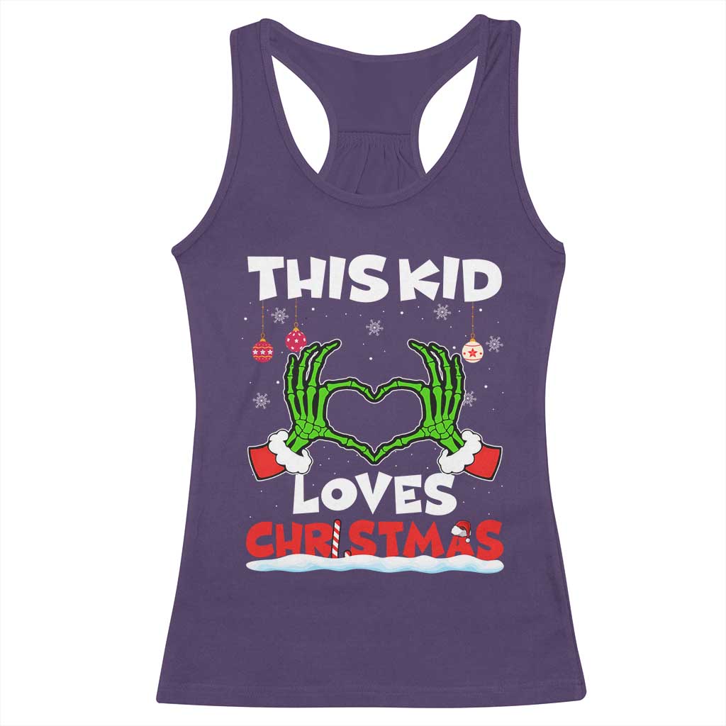 Funny Christmas Racerback Tank Top This Kid Loves Xmas Skeleton Heart TS02 Purple Print Your Wear