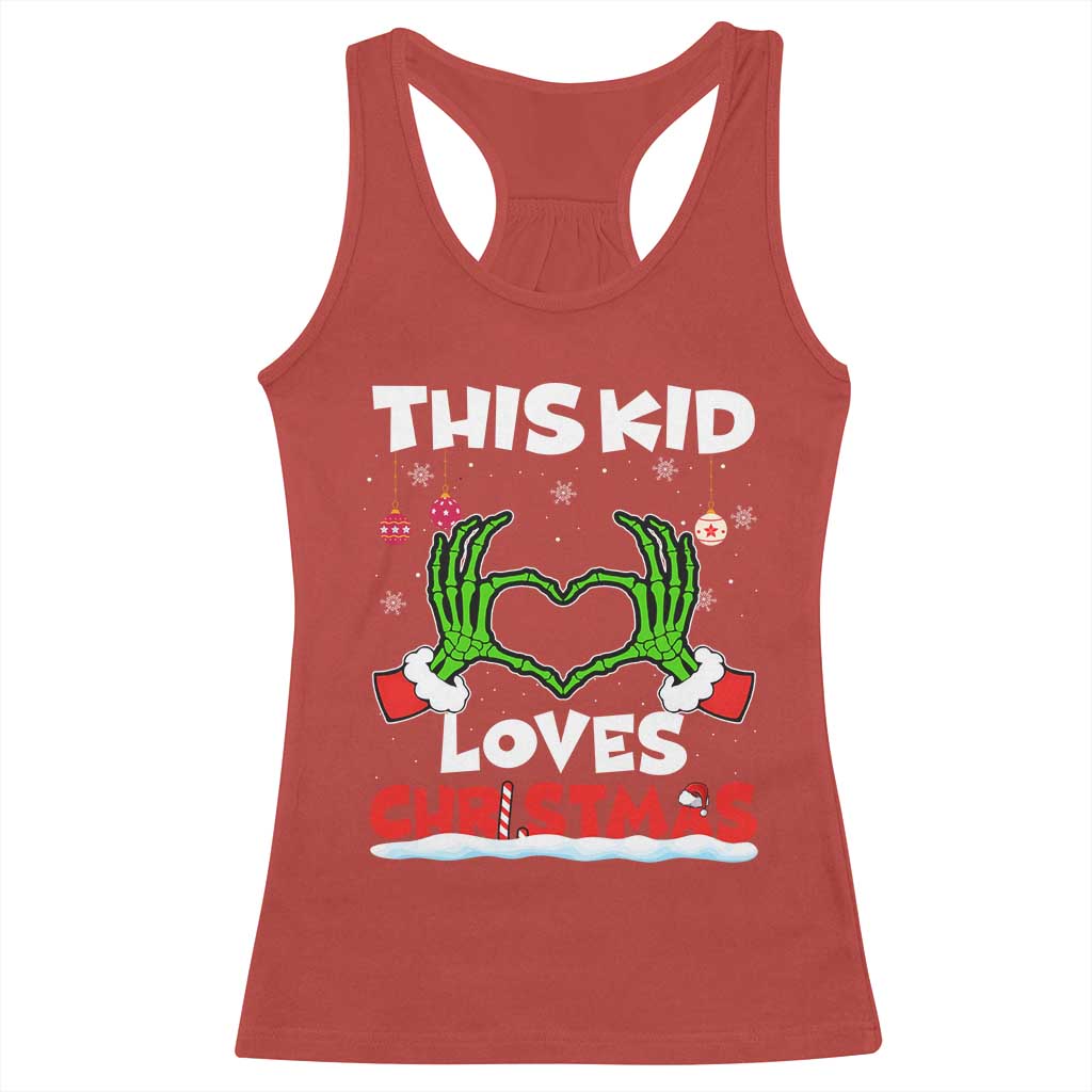 Funny Christmas Racerback Tank Top This Kid Loves Xmas Skeleton Heart TS02 Red Print Your Wear