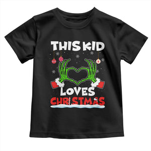 Funny Christmas Toddler T Shirt This Kid Loves Xmas Skeleton Heart TS02 Black Print Your Wear