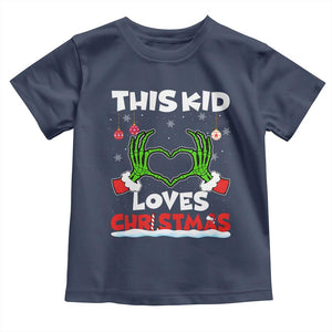 Funny Christmas Toddler T Shirt This Kid Loves Xmas Skeleton Heart TS02 Navy Print Your Wear