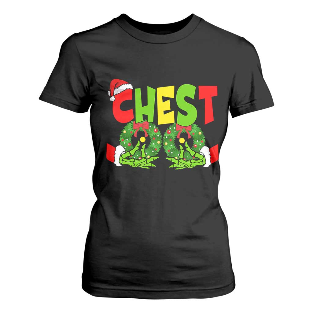 Christmas Couples T Shirt For Women Chestnuts Xmas Matching Family Funny Chest Skeleton TS02 Black Print Your Wear