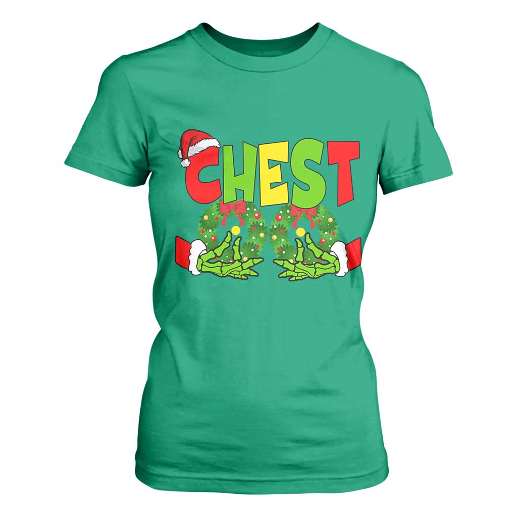 Christmas Couples T Shirt For Women Chestnuts Xmas Matching Family Funny Chest Skeleton TS02 Irish Green Print Your Wear