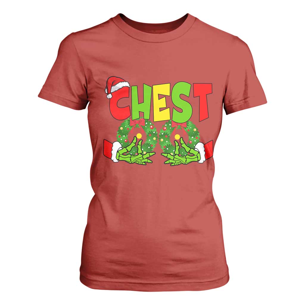 Christmas Couples T Shirt For Women Chestnuts Xmas Matching Family Funny Chest Skeleton TS02 Red Print Your Wear