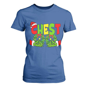 Christmas Couples T Shirt For Women Chestnuts Xmas Matching Family Funny Chest Skeleton TS02 Royal Blue Print Your Wear