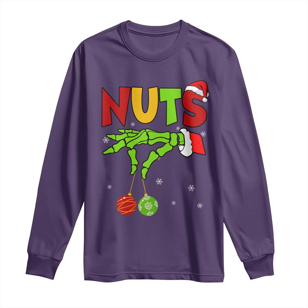 Christmas Couples Long Sleeve Shirt Chestnuts Xmas Matching Family Funny Nuts Skeleton TS02 Purple Print Your Wear