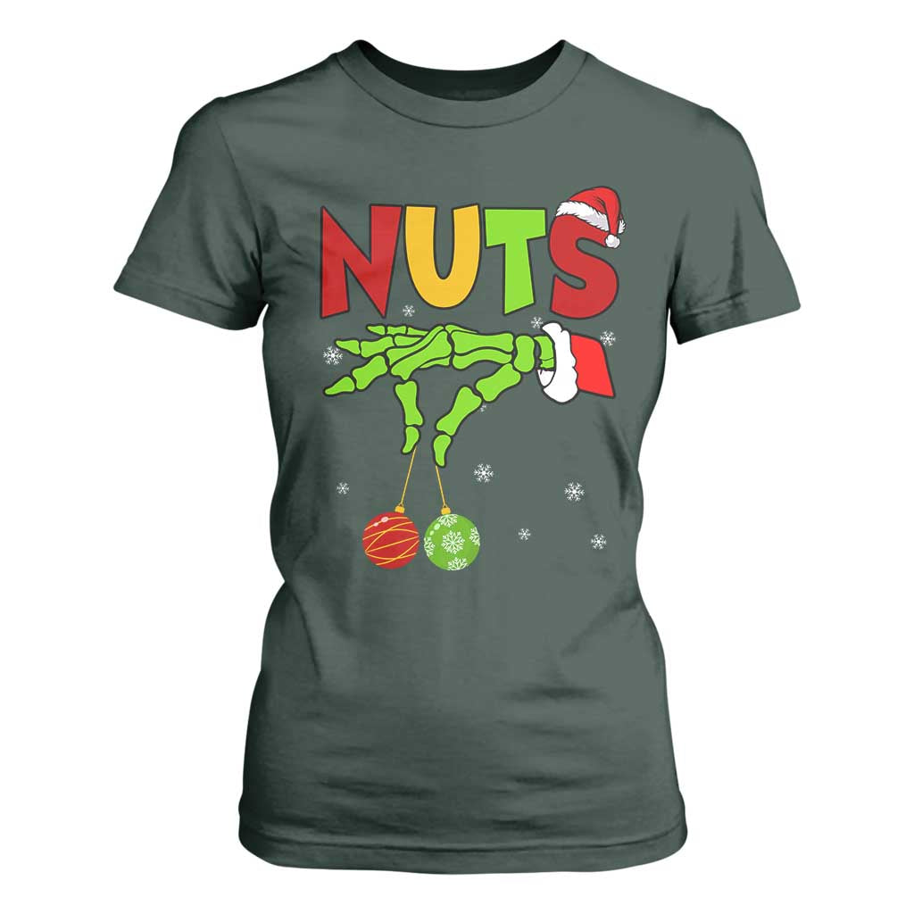 Christmas Couples T Shirt For Women Chestnuts Xmas Matching Family Funny Nuts Skeleton TS02 Dark Forest Green Print Your Wear
