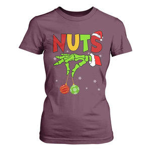 Christmas Couples T Shirt For Women Chestnuts Xmas Matching Family Funny Nuts Skeleton TS02 Maroon Print Your Wear