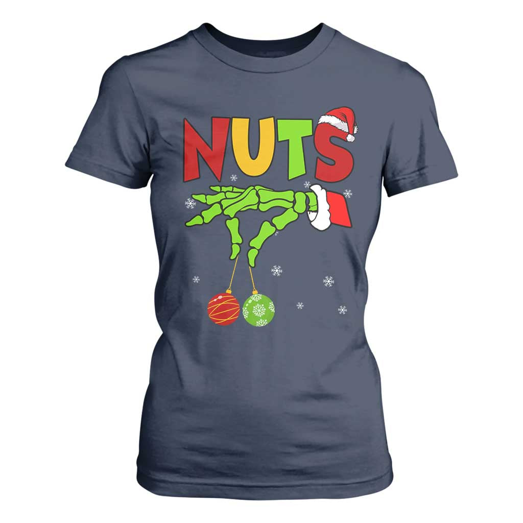 Christmas Couples T Shirt For Women Chestnuts Xmas Matching Family Funny Nuts Skeleton TS02 Navy Print Your Wear