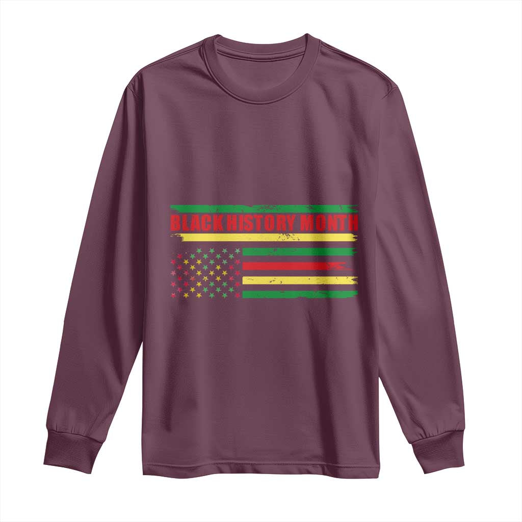 Black History Month Long Sleeve Shirt African American Pride US Flag TS02 Maroon Print Your Wear