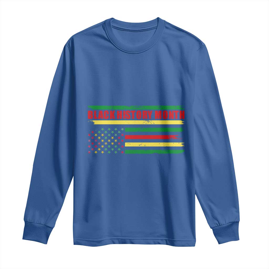 Black History Month Long Sleeve Shirt African American Pride US Flag TS02 Royal Blue Print Your Wear