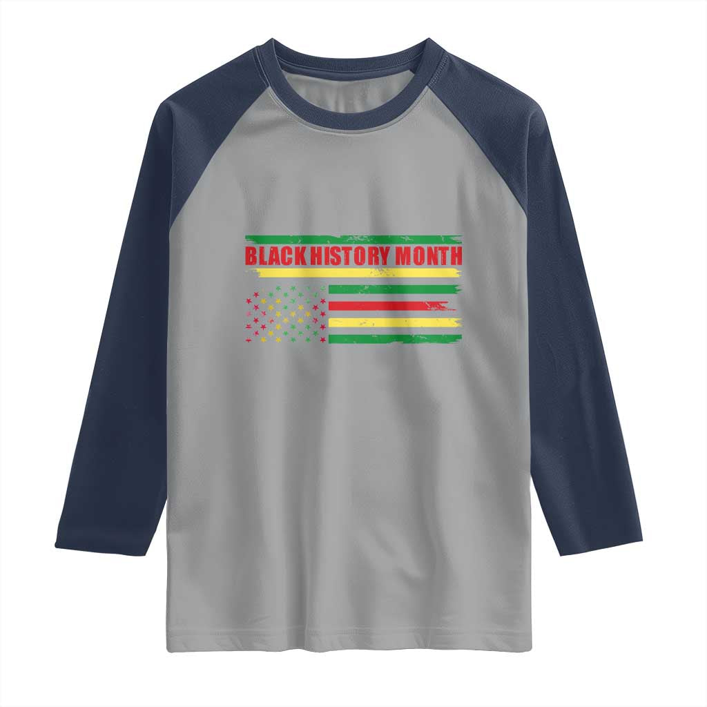 Black History Month Raglan Shirt African American Pride US Flag TS02 Sport Gray Navy Print Your Wear