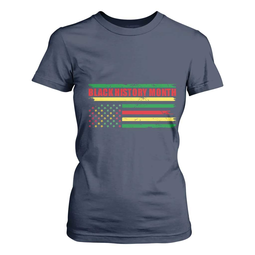Black History Month T Shirt For Women African American Pride US Flag TS02 Navy Print Your Wear