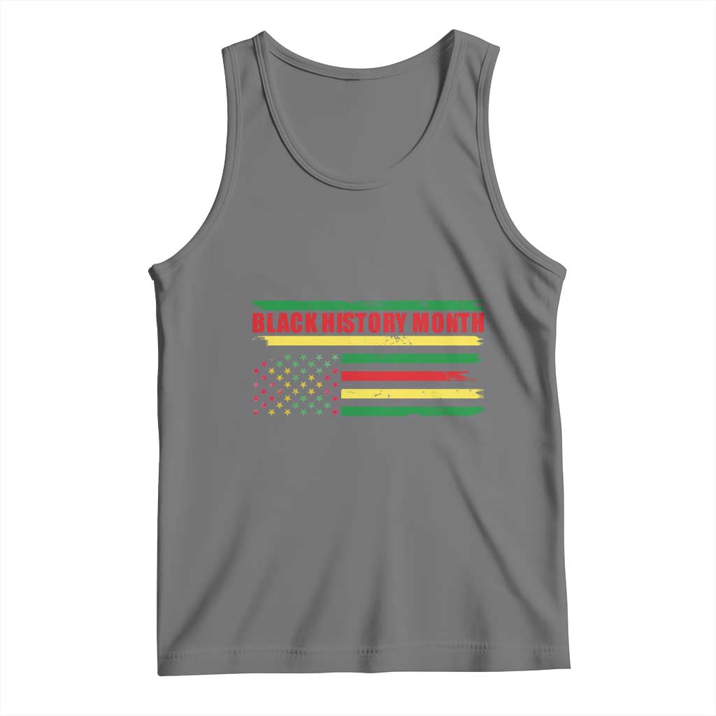 Black History Month Tank Top African American Pride US Flag TS02 Black Heather Print Your Wear