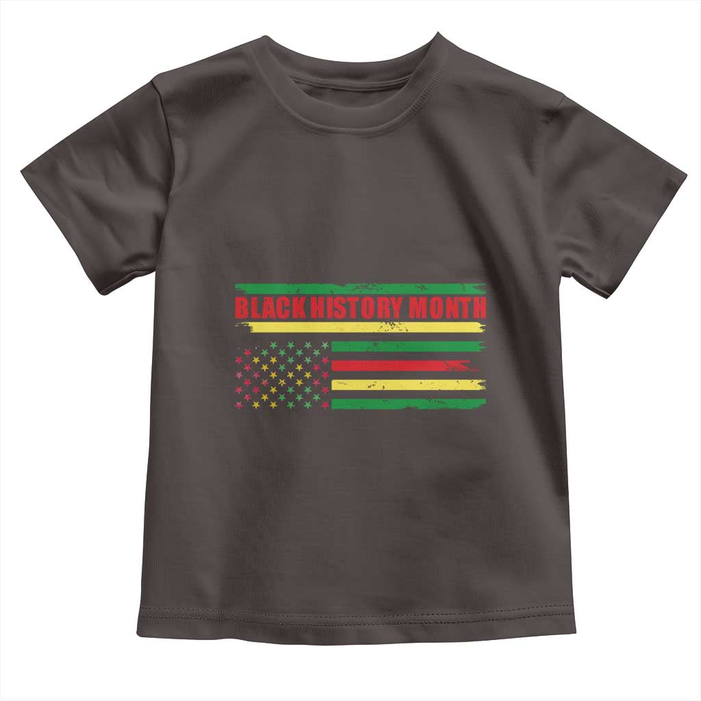 Black History Month Toddler T Shirt African American Pride US Flag TS02 Dark Chocolate Print Your Wear