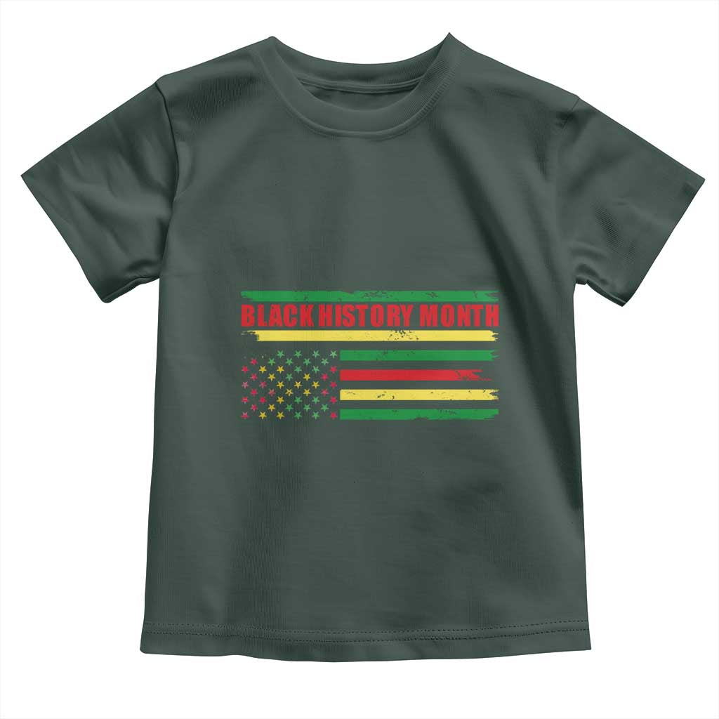 Black History Month Toddler T Shirt African American Pride US Flag TS02 Dark Forest Green Print Your Wear