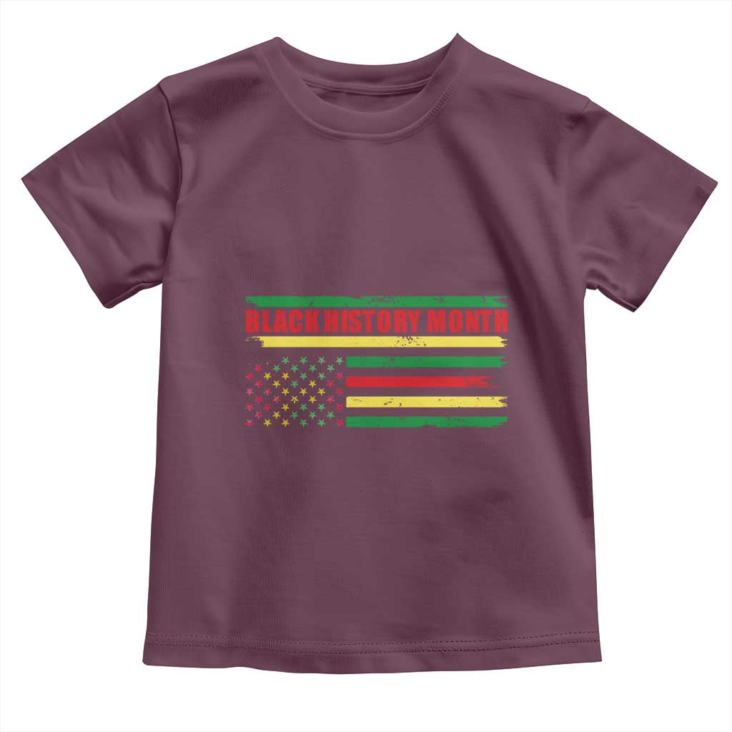 Black History Month Toddler T Shirt African American Pride US Flag TS02 Maroon Print Your Wear
