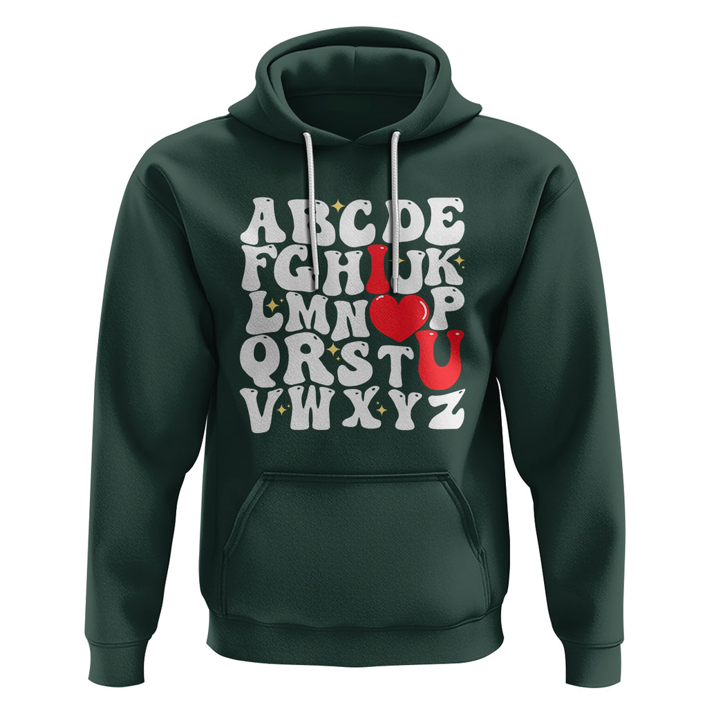Valentines Day Hoodie Alphabet ABC I Love You Heart Gifts TS02 Dark Forest Green Printyourwear
