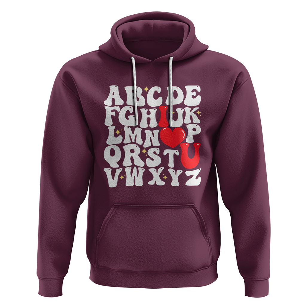 Valentines Day Hoodie Alphabet ABC I Love You Heart Gifts TS02 Maroon Printyourwear