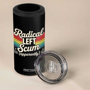 Funny Radical Left Scum Apparently 4 in 1 Can Cooler Tumbler Retro Political Humor TS02 Print Your Wear