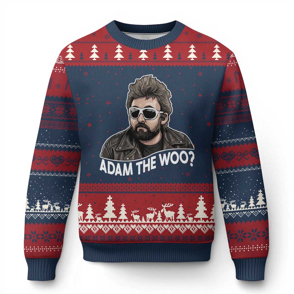 Adam Inspired Graphic Ugly Christmas Sweater The Woo Memorial Tribute TS02 Navy Red Print Your Wear